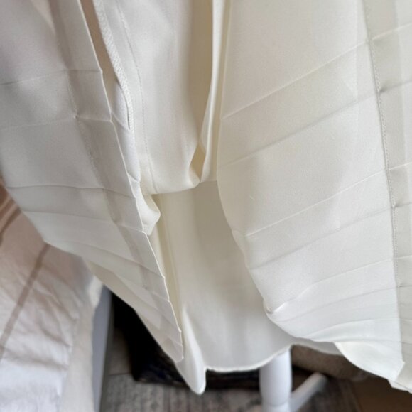 NWT Vintage 90s 100% Silk Pink and Cream Blazer and Chiffon Pleated Skirt Set - Picture 7 of 16